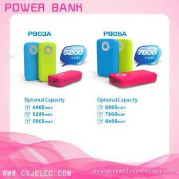 colourful portable mobile phone charger 6600mah/7800mah/8400mah